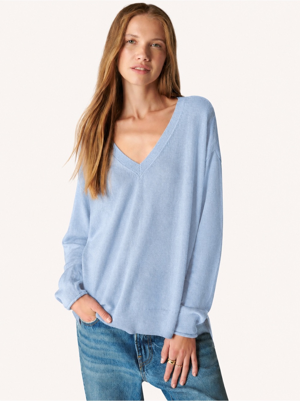 🏷️ Lucky Brand Light Blue V-Neck Pullover Sweater - NWT